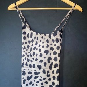 Silky fitted dalmatian print dress